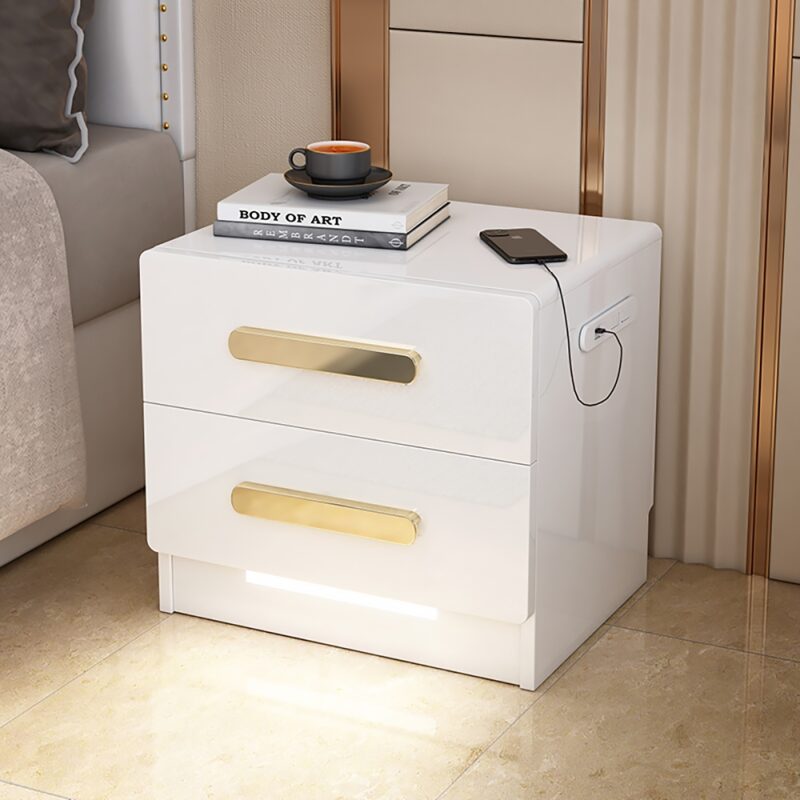 Photo of Square 2 Drawer White White Homary International Limited